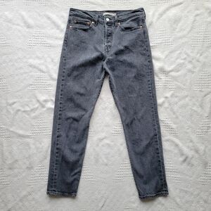 Levi's Wedgie Knee High Waisted Cotton Denim Jeans- Washed Black